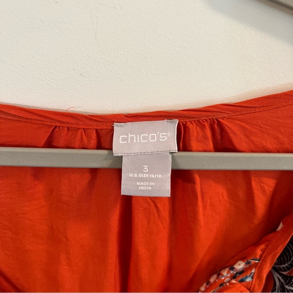 Women’s Chico’s orange patterned long sleeve blouse size 16/18 - Picture 3 of 7